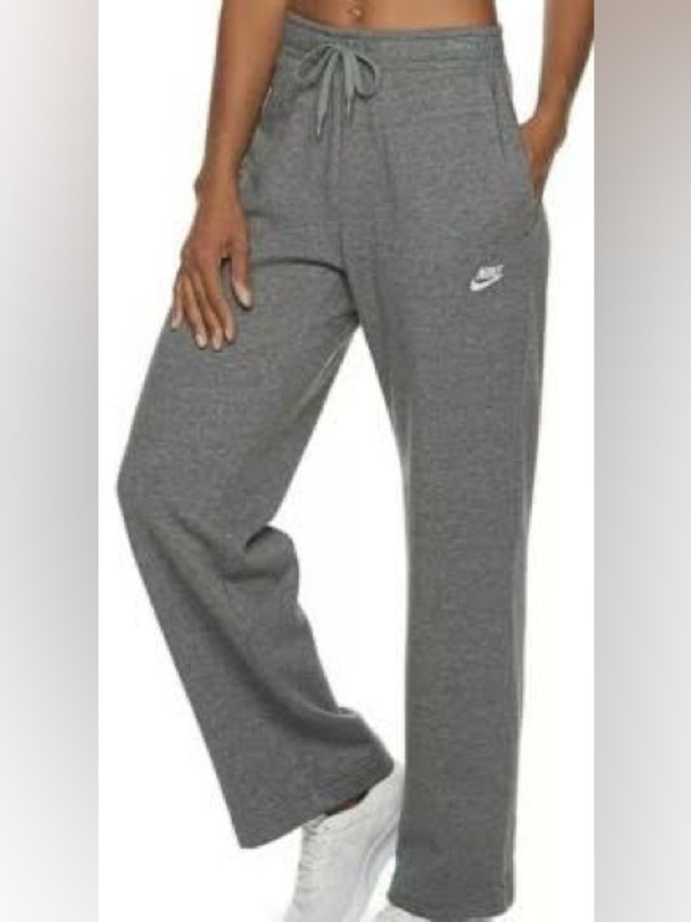 Nike Gray Loose Fit Wide Straight-Leg Track Sweatpants with Drawstring